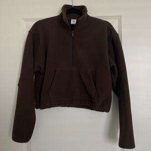 Aritzia TNA | Cropped Fleece Half Zip Pullover Sweater